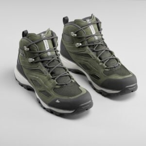 Sport Shoes Men MH100 Mid Waterproof Hiking Trekking Outdoor Trail Walking Breathable - Dark Khaki